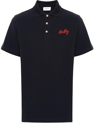 BALLY SS24 深蓝色字母印花直筒扣式 Polo 衫。 6306528 Order BALLY SS24 深蓝色字母印花直筒扣式 Polo 衫。 6306528