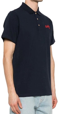 BALLY SS24 深蓝色字母印花直筒扣式 Polo 衫。 6306528 Shop BALLY SS24 深蓝色字母印花直筒扣式 Polo 衫。 6306528