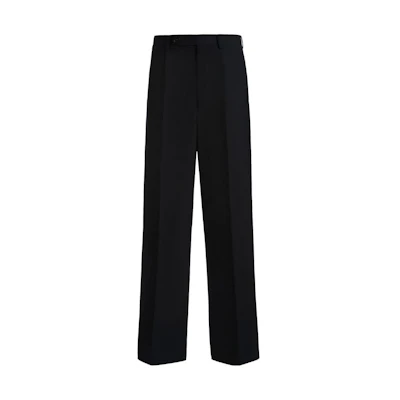 BALLY SS24 Slim Fit Mid-Rise Zip Suit Pants in Midnight Blue. MTR02IWO198