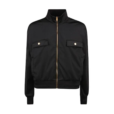 BALLY SS24 Solid Zip-Up Stand Collar Casual Jacket in Black. 6306677
