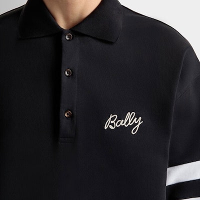 BALLY SS24 蓝色条纹刺绣长袖 Polo 衫 6306684 Cheap BALLY SS24 蓝色条纹刺绣长袖 Polo 衫 6306684