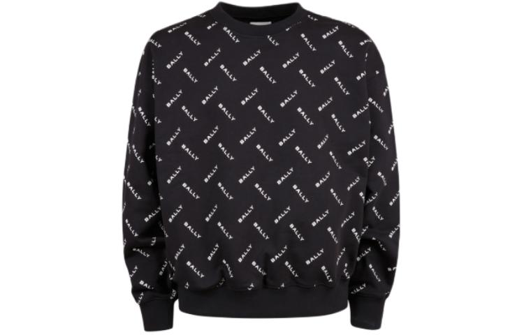 BALLY SS24 All-Over Logo Print Crewneck Long Sleeve Sweatshirt Blue Men’s 6306485