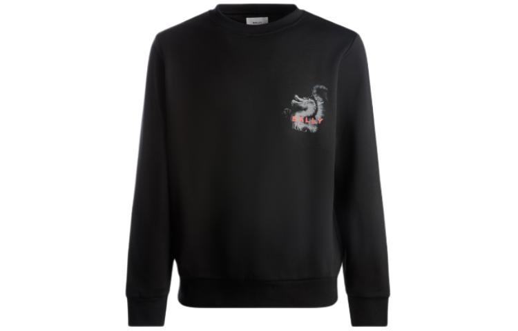 BALLY SS24 Black Dragon Logo Loose Long-Sleeve Sweatshirt 6307052