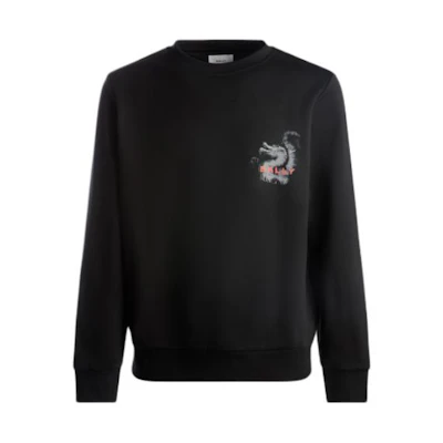 BALLY SS24 Black Dragon Logo Loose Long-Sleeve Sweatshirt 6307052