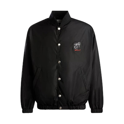 BALLY SS24 Black Embroidered Logo Stand Collar Casual Long Sleeve Jacket Men MOU06NNY235