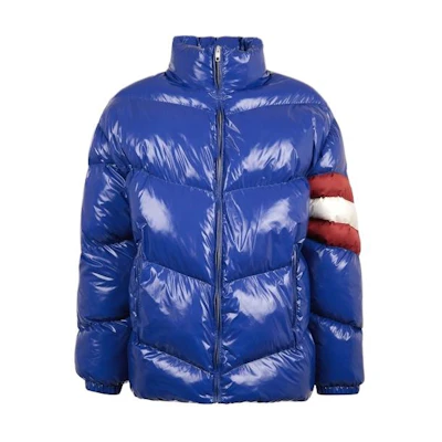 BALLY SS24 Geometric Pattern Zip-Up Jacket for Men - Blue 6306333