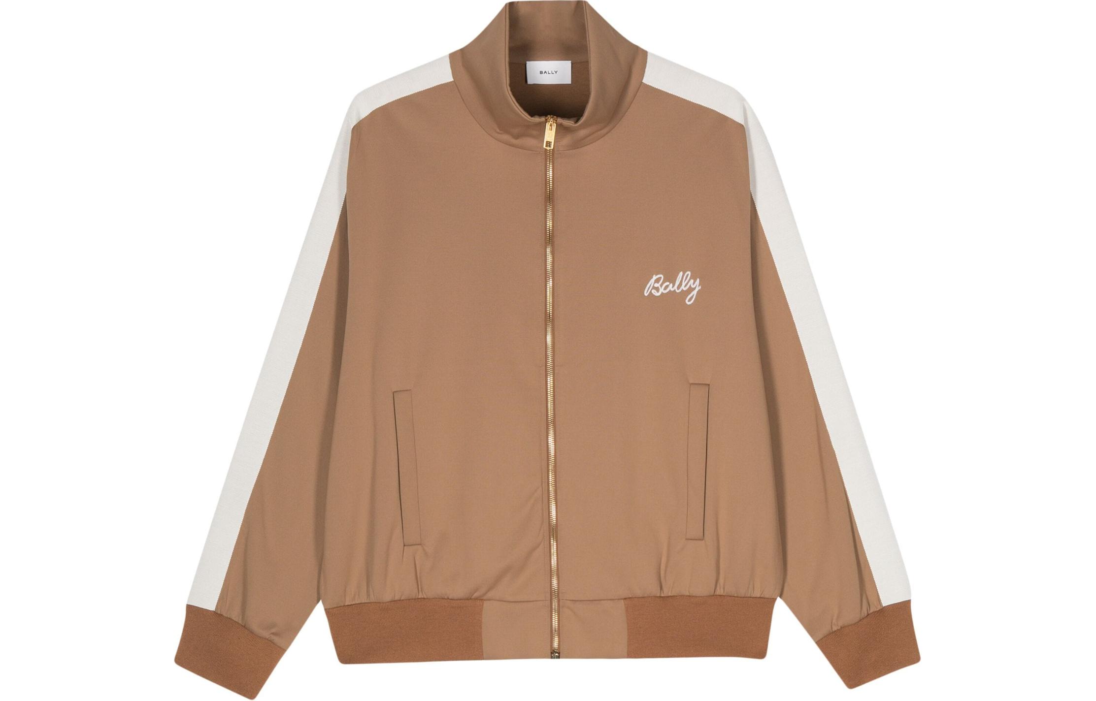 BALLY SS24 Logo Embroidered Colorblock Jacket Camel Brown 6307048