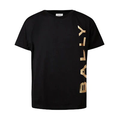BALLY SS24 Logo Print Crewneck Short Sleeve T-Shirt Black . 6306483