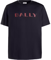 BALLY SS24 Logo Print Navy Blue Crewneck Short Sleeve T-Shirt Men MJE079CO018 BALLY SS24 Logo Print Navy Blue Crewneck Short Sleeve T-Shirt Men MJE079CO018