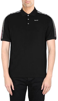 BALLY SS24 Logo Stripe Slim Fit Polo Shirt Men Black MOU02ZCO104-U901 Buy BALLY SS24 Logo Stripe Slim Fit Polo Shirt Men Black MOU02ZCO104-U901