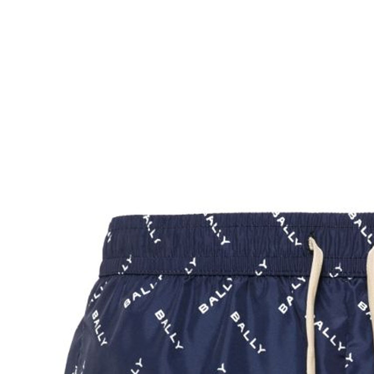 Purchase BALLY SS24 Celana Pendek Pantai Pria Navy Blue dengan Logo dan Potongan Lurus. 6307041U563