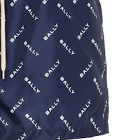 Cheap BALLY SS24 Navy Blue Letter Logo Print Straight-Leg Beach Shorts for Men. 6307041U563