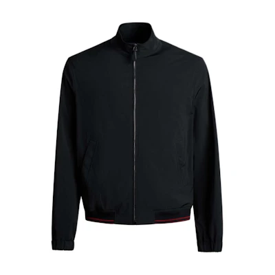 BALLY SS24 Navy Blue Solid Stripe Trim Long-Sleeve Jacket 6308905