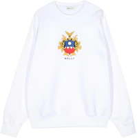 BALLY SS24 White Crewneck Sweatshirt with Letter Embroidery Casual Style MJE06UCO227U001 BALLY SS24 White Crewneck Sweatshirt with Letter Embroidery Casual Style MJE06UCO227U001