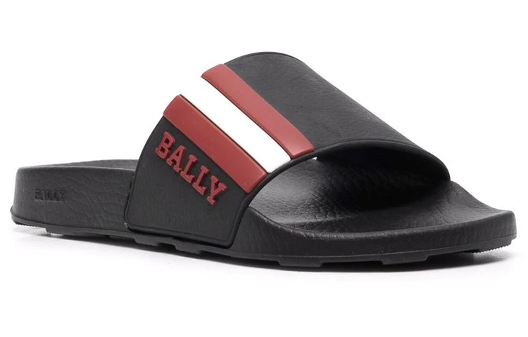 BALLY Stripe Embossed Slides 'Black Red' 圖 2