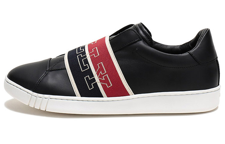 Buy バリー ストライプ レザー スニーカー (黒革パッチワーク) 6231621