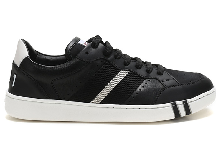 BALLY Stripe Fabric Lace-Up Low-Top Sneaker 'Black White' 圖 2