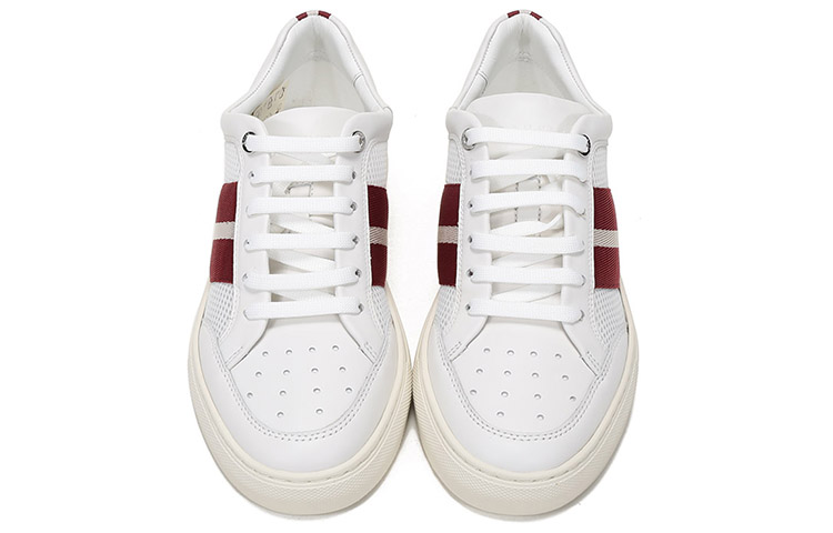 Shop BALLY 條紋織物 休閒運動板鞋 白紅