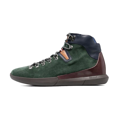 BALLY Suede Leather Patchwork Hiking Ankle Boots 'Green Warmth'
