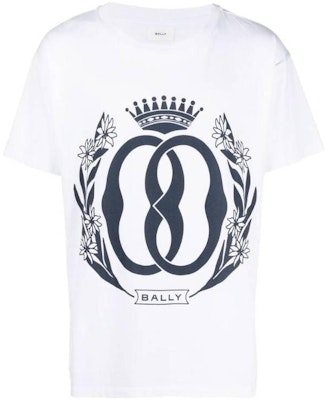 BALLY Unisex T-Shirt Putih Cetakan Huruf Longgar Lengan Pendek Crewneck. MJE03CCO018U019 Order BALLY Unisex T-Shirt Putih Cetakan Huruf Longgar Lengan Pendek Crewneck. MJE03CCO018U019