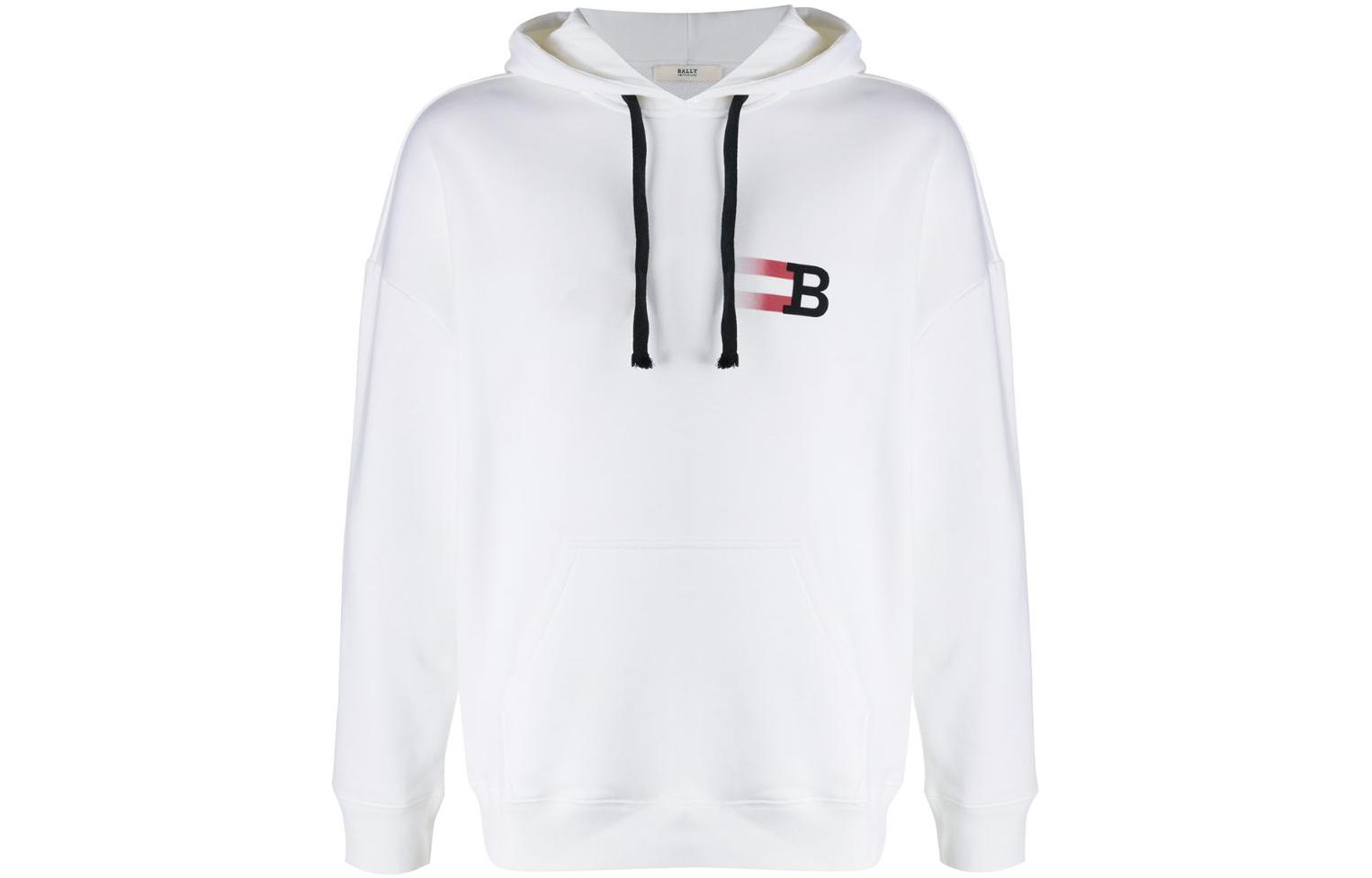 BALLY White Hoodie with Colorblock Letter Print Design 6233545