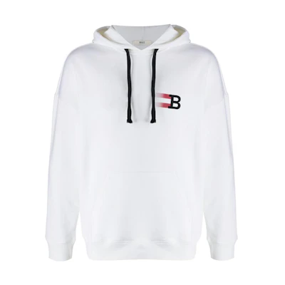 BALLY White Hoodie with Colorblock Letter Print Design 6233545