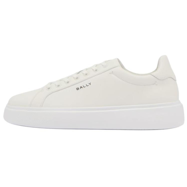 BALLY White Low-Top Lace-Up Plain Round-Toe Sneakers 6313180