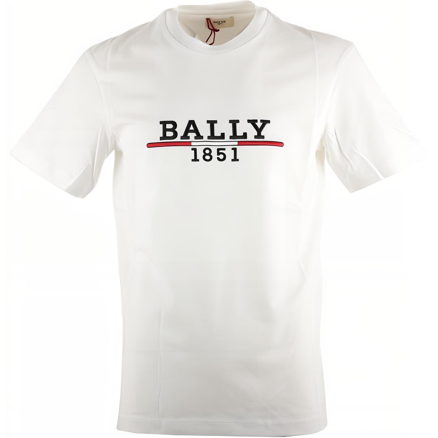 BALLY White T-Shirt with Letter Logo Embroidery and Crew Neck Design. 603086-05021-F010