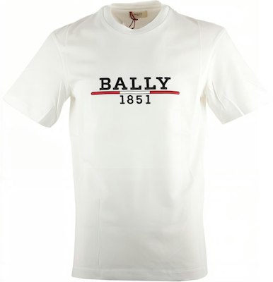 BALLY White T-Shirt with Letter Logo Embroidery and Crew Neck Design. 603086-05021-F010 Buy BALLY White T-Shirt with Letter Logo Embroidery and Crew Neck Design. 603086-05021-F010
