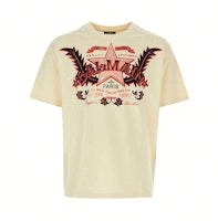 BALMAIN Beige Letter Star Floral Print Crewneck Short Sleeve T-Shirt. CH1EG000-GD28-GSK BALMAIN Beige Letter Star Floral Print Crewneck Short Sleeve T-Shirt. CH1EG000-GD28-GSK