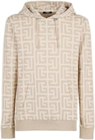BALMAIN Beige Logo Print Drawstring Hoodie. XH1JR002JB70-GHO BALMAIN Beige Logo Print Drawstring Hoodie. XH1JR002JB70-GHO