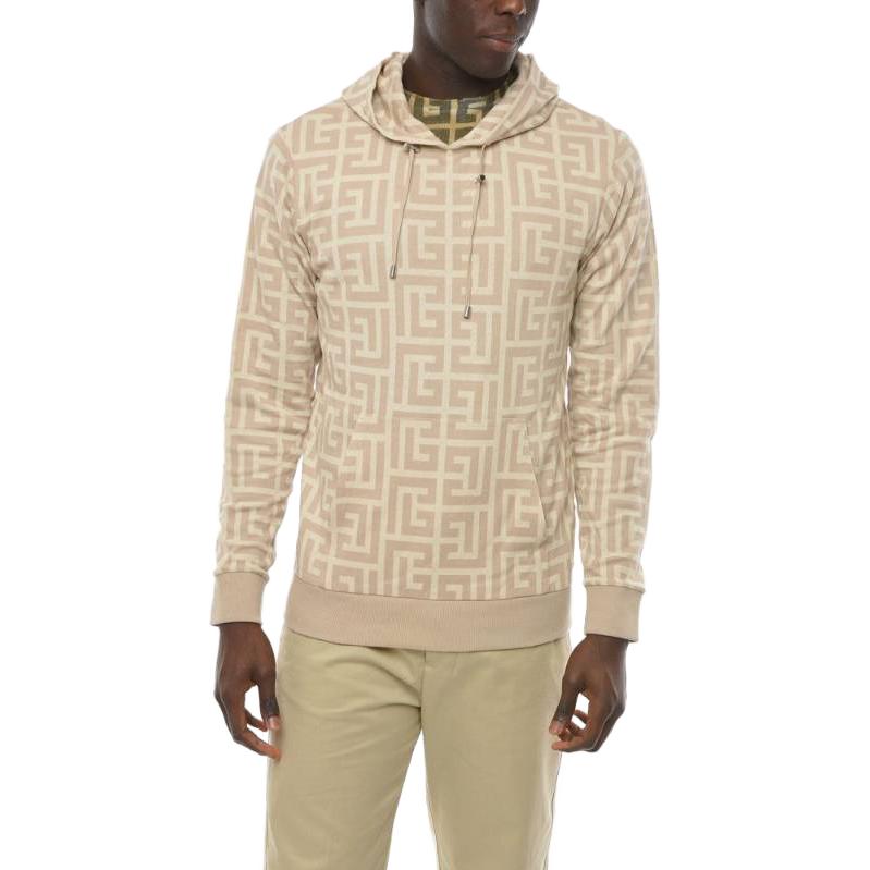 Purchase 발망 베이지 로고 프린트 드로스트링 후디. XH1JR002JB70-GHO