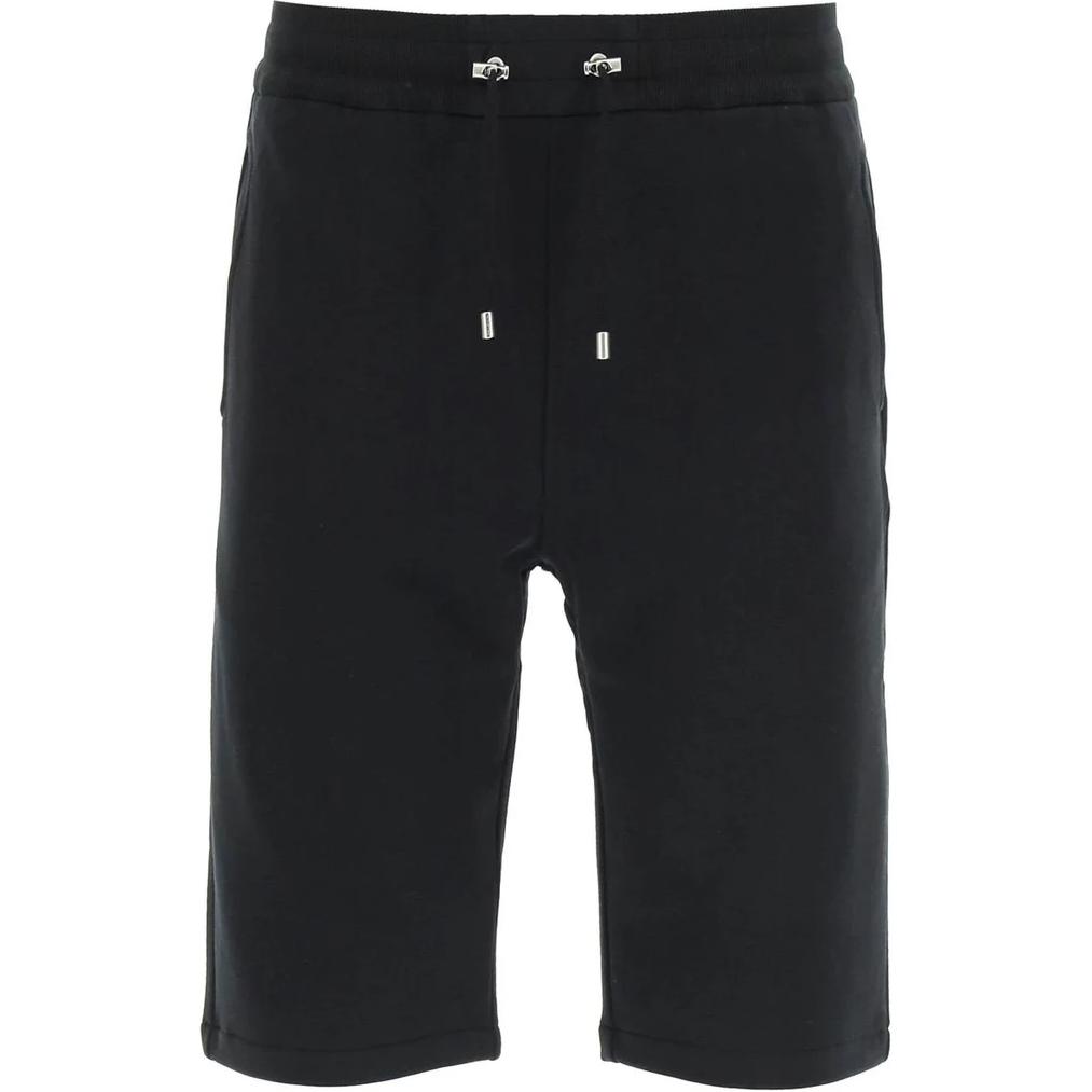 BALMAIN  Black Casual Shorts with Letter Print and Drawstring. BH1OA003BB04-EAB