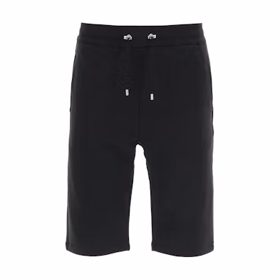 BALMAIN Black Casual Shorts with Letter Print and Drawstring. BH1OA003BB04-EAB