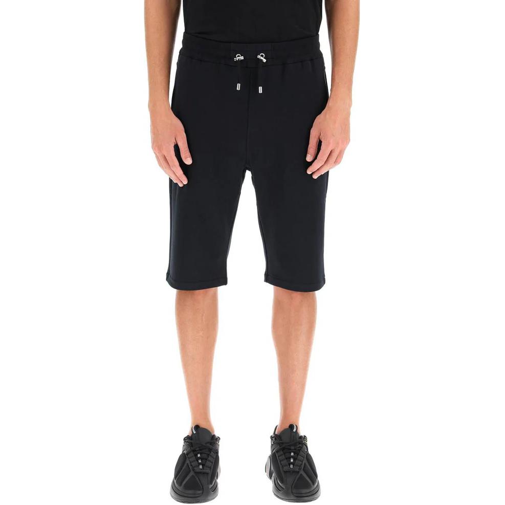 Lookbook 발망 블랙 레터 프린트 스트링 캐주얼 반바지. BH1OA003BB04-EAB