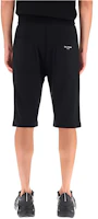 Shop BALMAIN 黑色字母印花抽繩休閒短褲 BH1OA003BB04-EAB