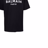 Cheap BALMAIN 黑色字母印花圓領短袖T恤 CH1EG000-BB73-EAB