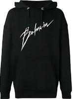 BALMAIN Black Hoodie with Logo Lettering Print RH13208I068-0PA BALMAIN Black Hoodie with Logo Lettering Print RH13208I068-0PA
