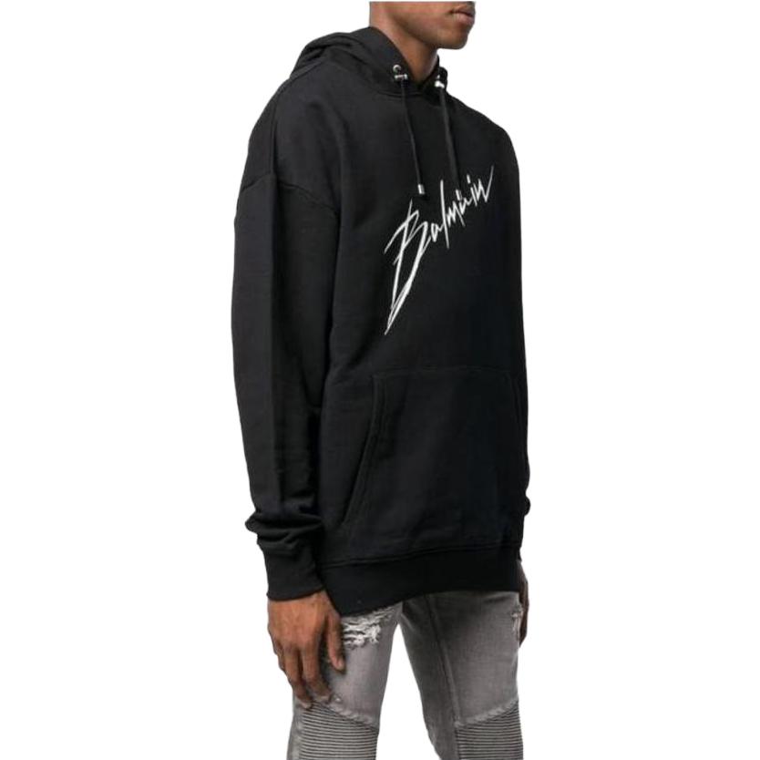 Lookbook 巴尔曼 黑色连帽衫 带标志字母印花 RH13208I068-0PA