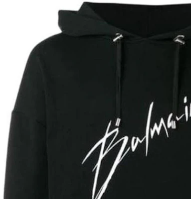 巴尔曼 黑色连帽衫 带标志字母印花 RH13208I068-0PA Details for 巴尔曼 黑色连帽衫 带标志字母印花 RH13208I068-0PA