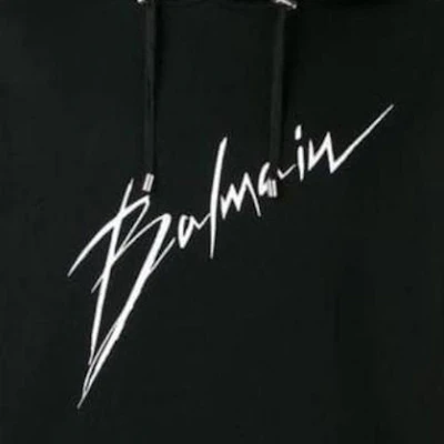 巴尔曼 黑色连帽衫 带标志字母印花 RH13208I068-0PA Sizing 巴尔曼 黑色连帽衫 带标志字母印花 RH13208I068-0PA