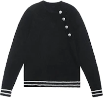 Order BALMAIN 黑色針織鈕扣羊絨長袖毛衣 YH1KD037KC55-0PA