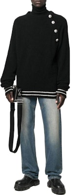 BALMAIN 黑色針織鈕扣羊絨長袖毛衣 YH1KD037KC55-0PA Shop BALMAIN 黑色針織鈕扣羊絨長袖毛衣 YH1KD037KC55-0PA