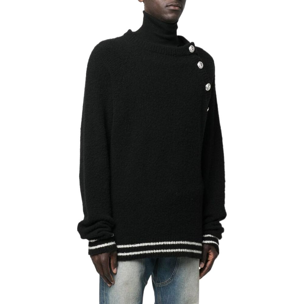 Details for BALMAIN 黑色針織鈕扣羊絨長袖毛衣 YH1KD037KC55-0PA