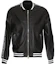 Order BALMAIN Black Leather Jacket with Colorblock Stripes and Zipper Detail. RH18893L002-0PA