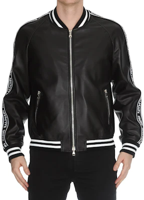 BALMAIN Black Leather Jacket with Colorblock Stripes and Zipper Detail. RH18893L002-0PA Lookbook BALMAIN Black Leather Jacket with Colorblock Stripes and Zipper Detail. RH18893L002-0PA