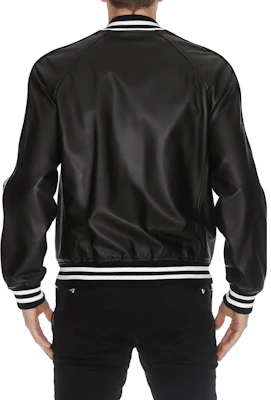 BALMAIN Black Leather Jacket with Colorblock Stripes and Zipper Detail. RH18893L002-0PA Shop BALMAIN Black Leather Jacket with Colorblock Stripes and Zipper Detail. RH18893L002-0PA