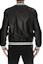 Shop BALMAIN Black Leather Jacket with Colorblock Stripes and Zipper Detail. RH18893L002-0PA