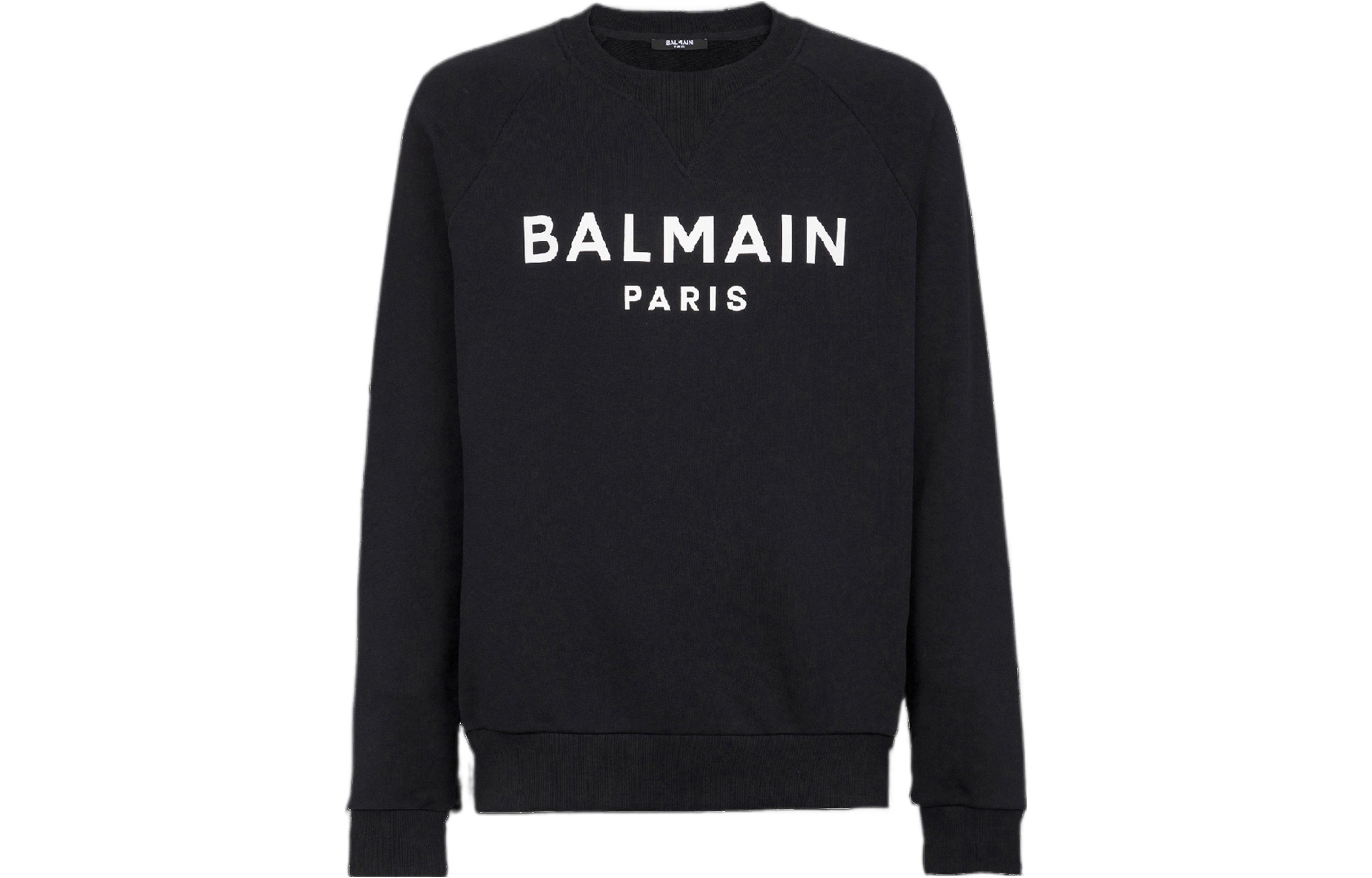 Balmain  Black Letter Logo Print Crewneck Long Sleeve Sweatshirt AH1JQ005BB65-EAB