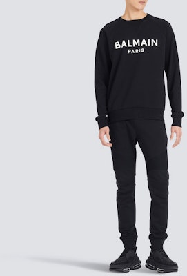 Balmain 黑色字母印花圓領長袖衛衣 AH1JQ005BB65-EAB Shop Balmain 黑色字母印花圓領長袖衛衣 AH1JQ005BB65-EAB